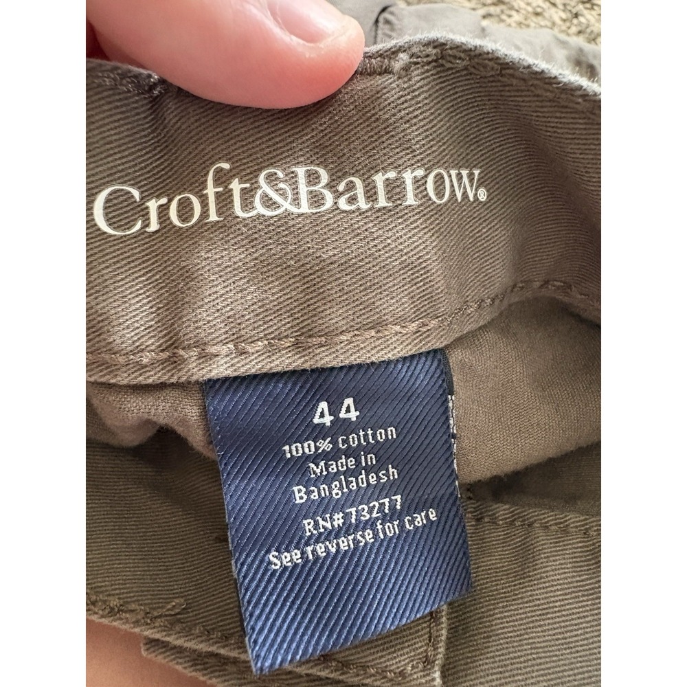 Croft & Barrow Men's Gray Cargo Shorts Cotton Twill Flat Front Zip Pockets - Picture 3 of 5